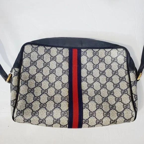 GUCCI Authentic Vintage Ophidia blue web  GG pvc leather web  bag - Picture 5 of 16